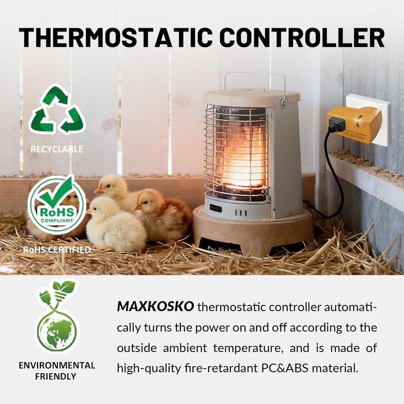MAXKOSKO 2 PCS Freeze Thermostatically Controlled Outlet，Automatically Turn On Below 38 °F and Off Over 50 °F - Image 3